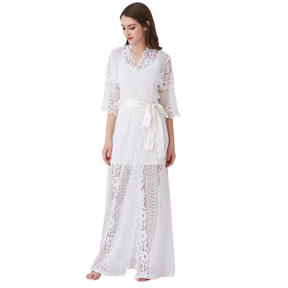 Full lace bathrobe Long lace bathrobe