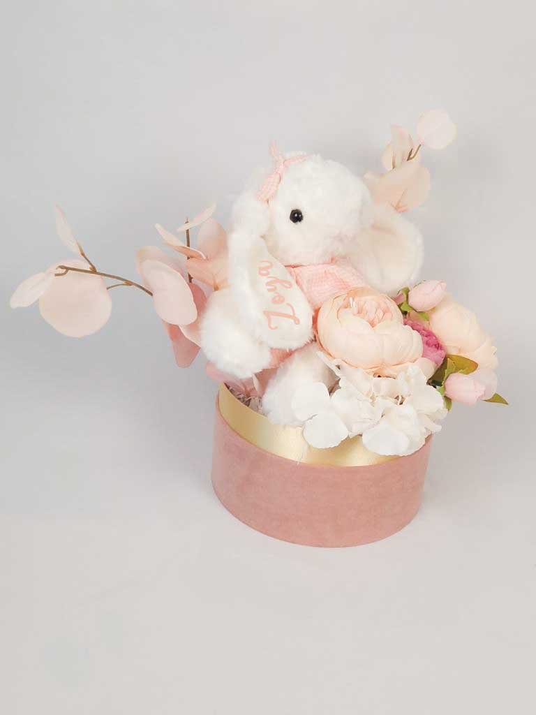 Baby Bunny with name girl Pink Blossom bunny Box