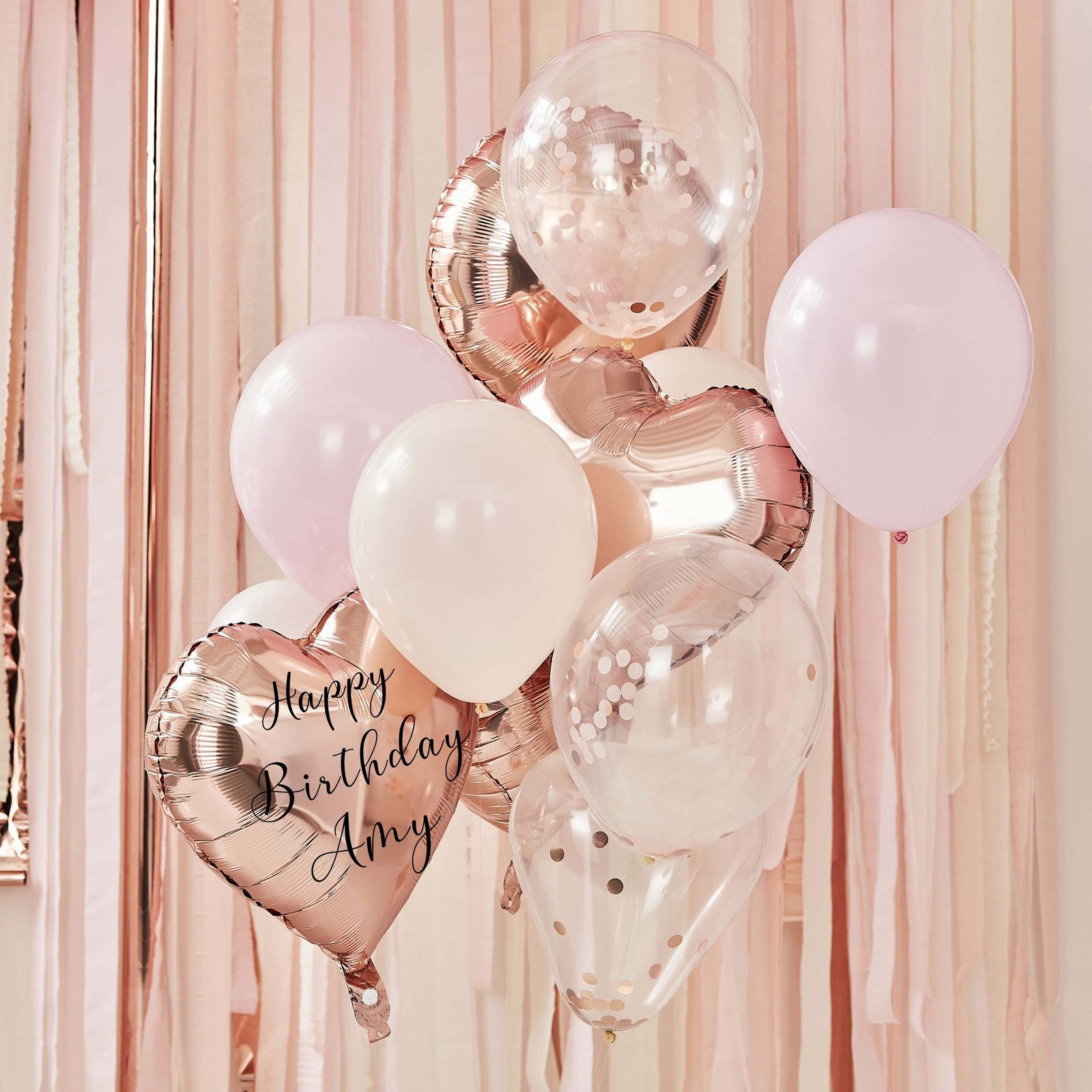Birthday Ballon Bouquet rose gold font
