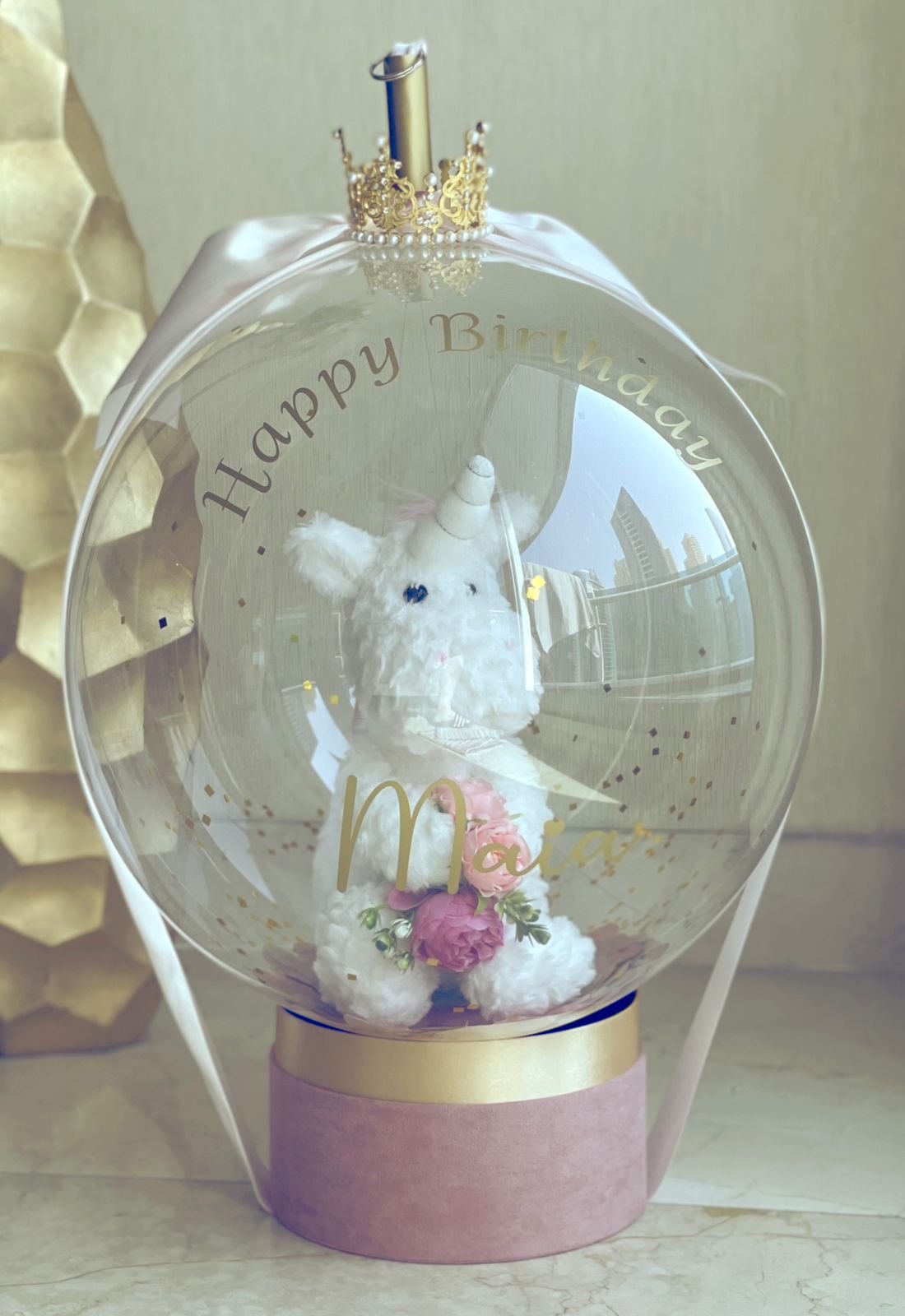 Bubble balloon soft toy unicorn