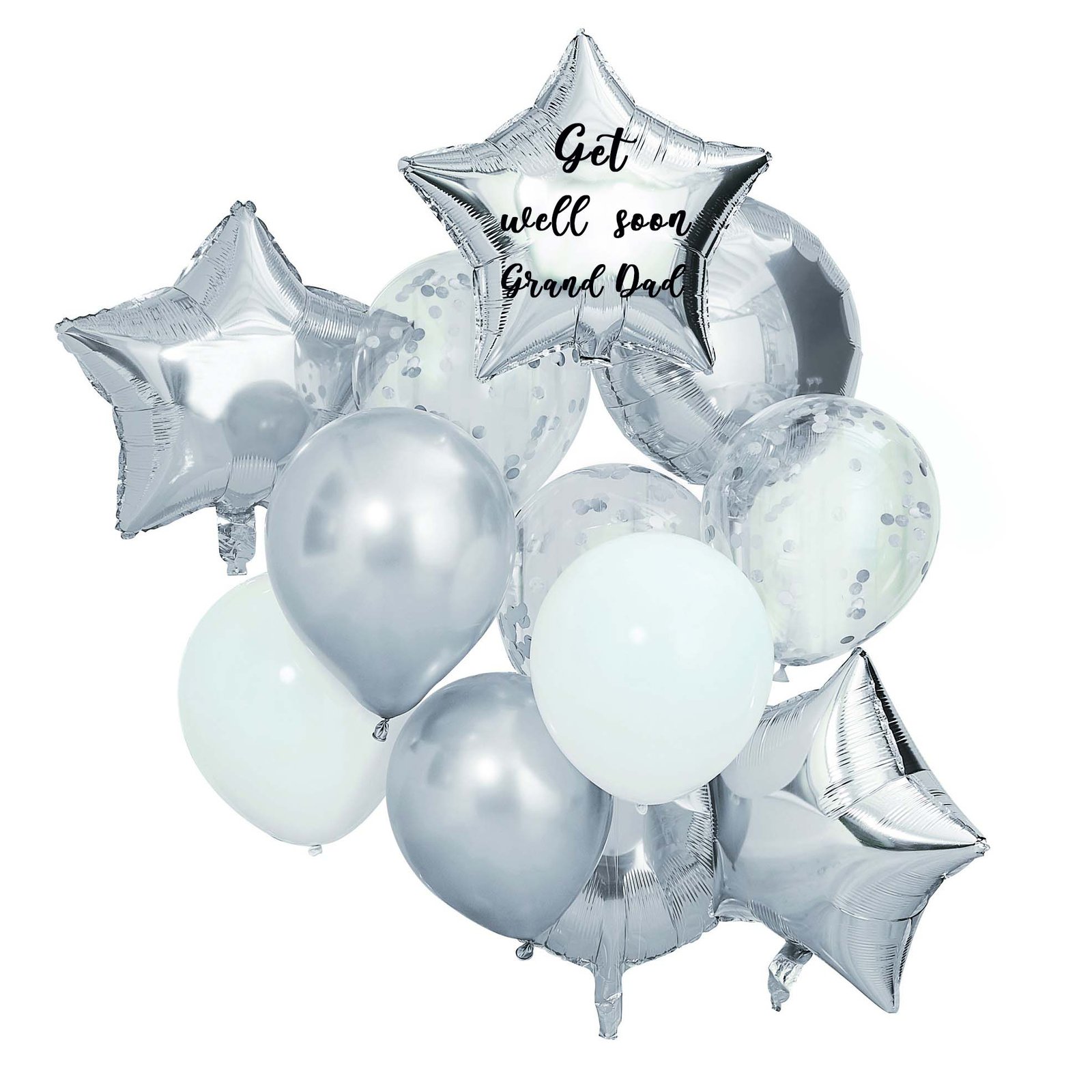 Get well soon ballon bouquet silver Get well soon balloon bouqet