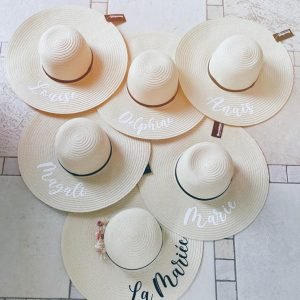 straw hat with text