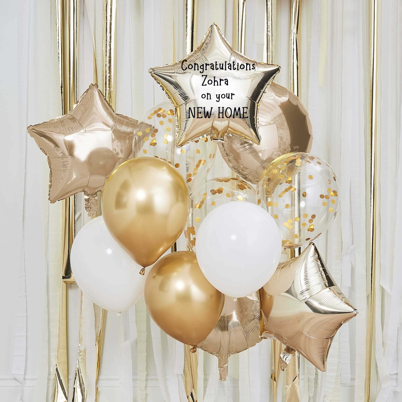 housewarming balloon bouquet gold