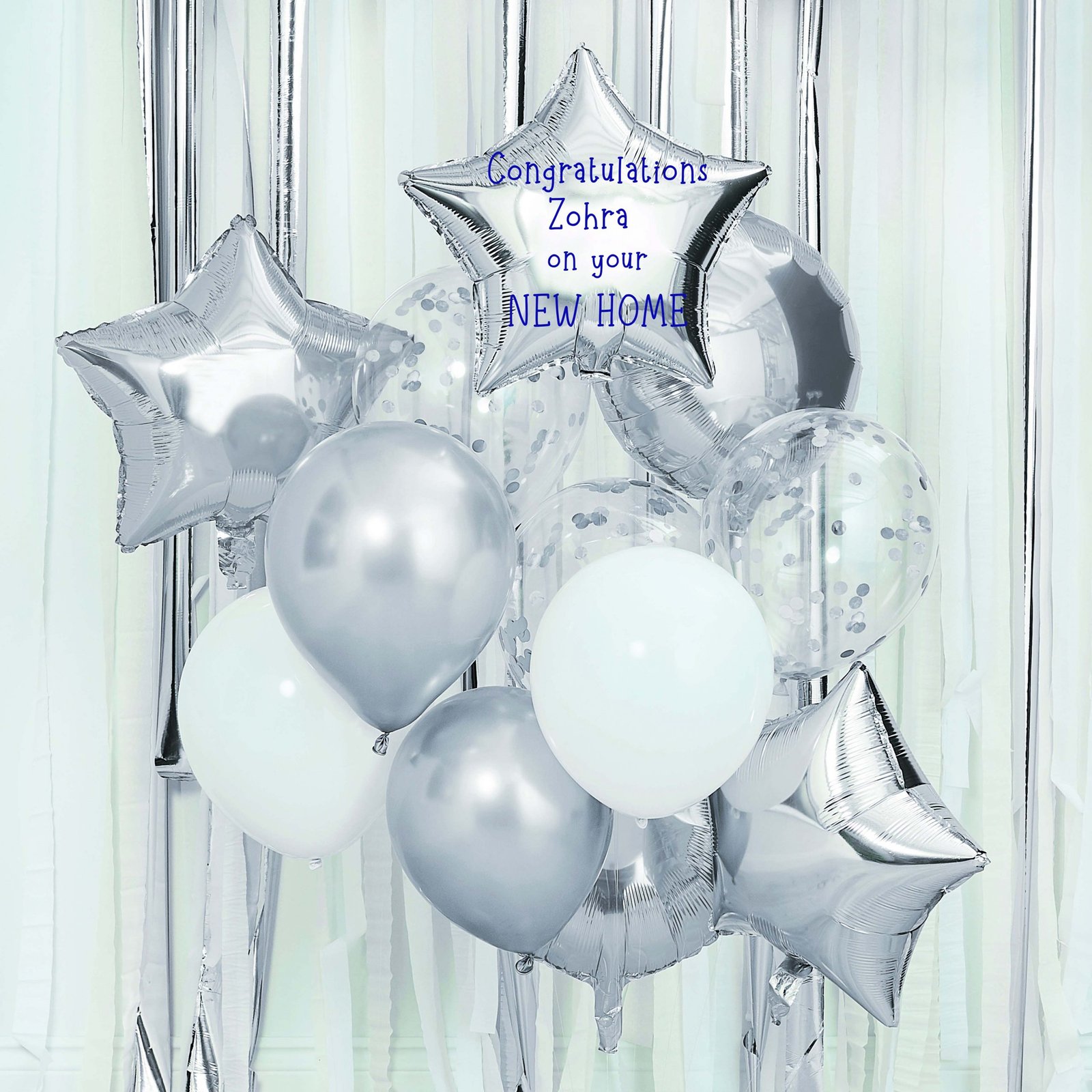 housewarming balloon bouquet silver
