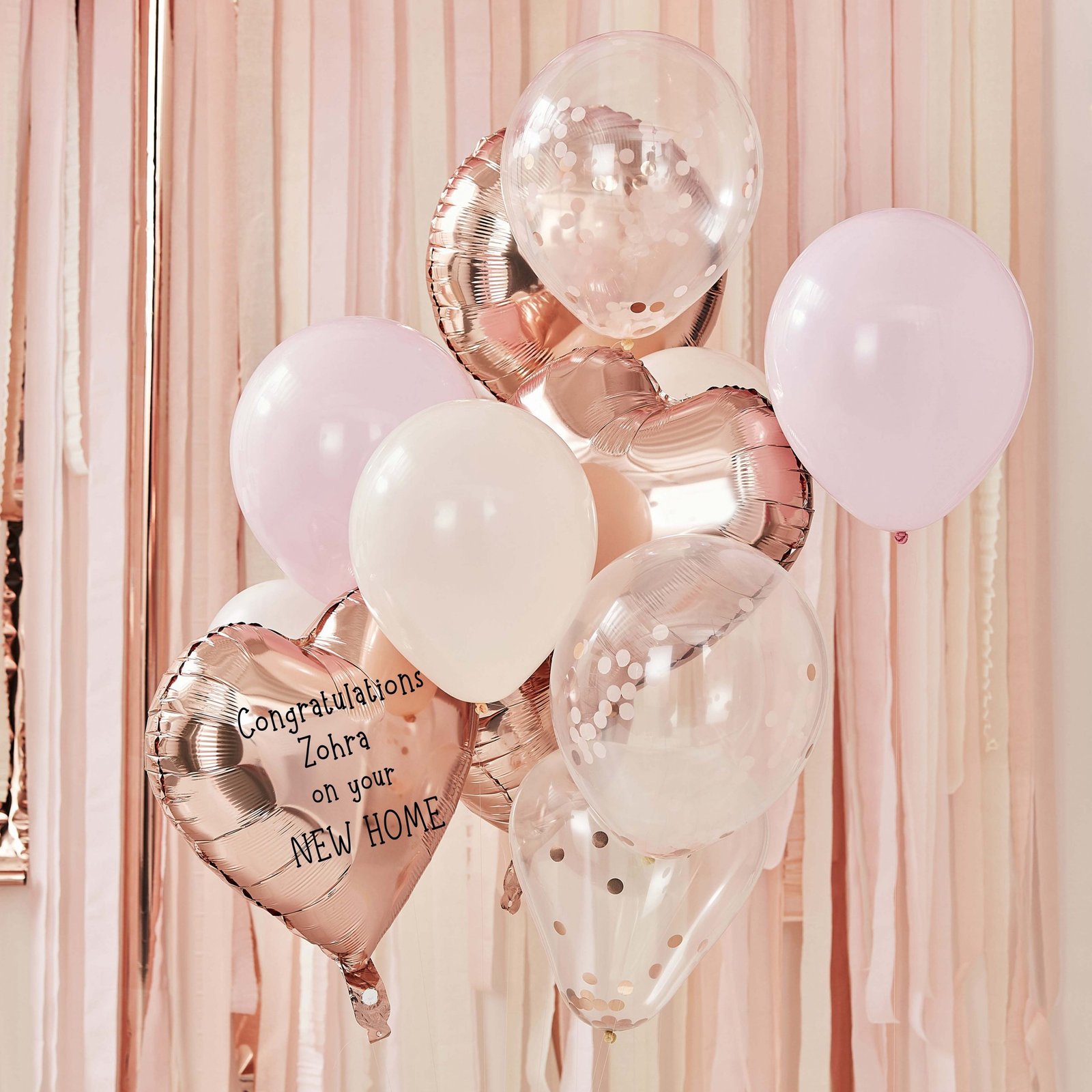 nhousewarming balloon bouquet rose gold