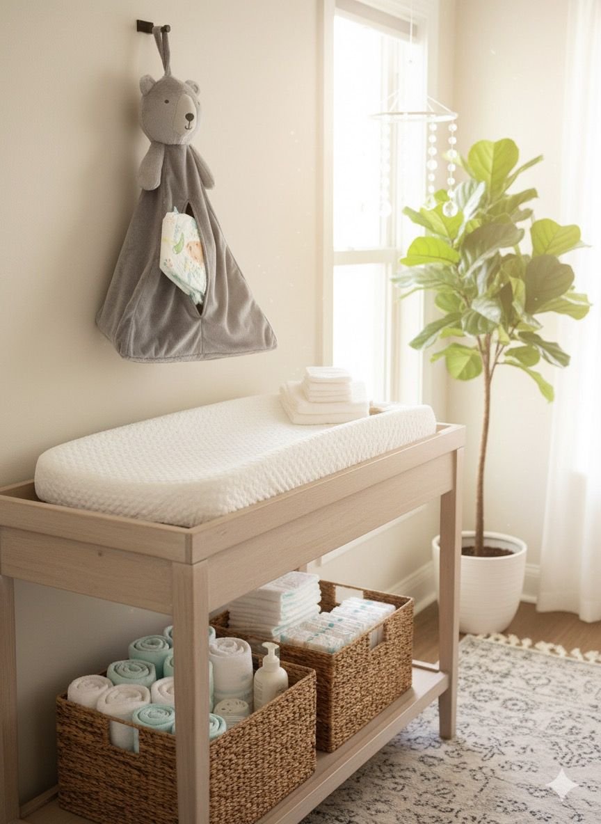 Personalised nursery organiser in modern baby room interior Dubai